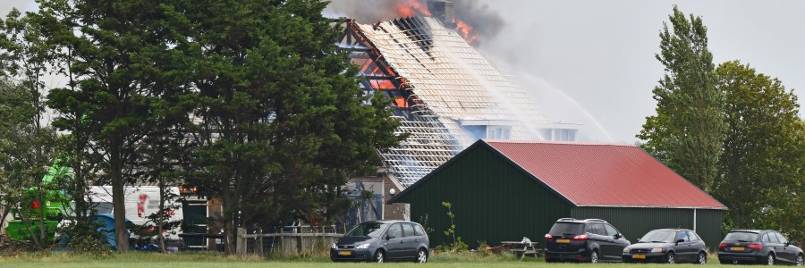 Woonboerderij Pingjum in as gelegd door brand