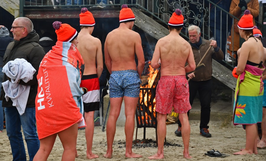 'Duikers' trotseren kou bij Nieuwjaarsduik Harlingen