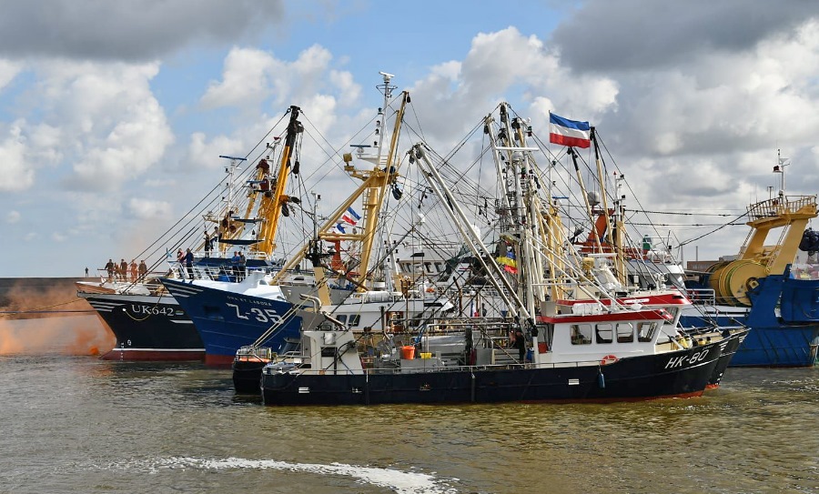 Protestactie vissers haven Harlingen