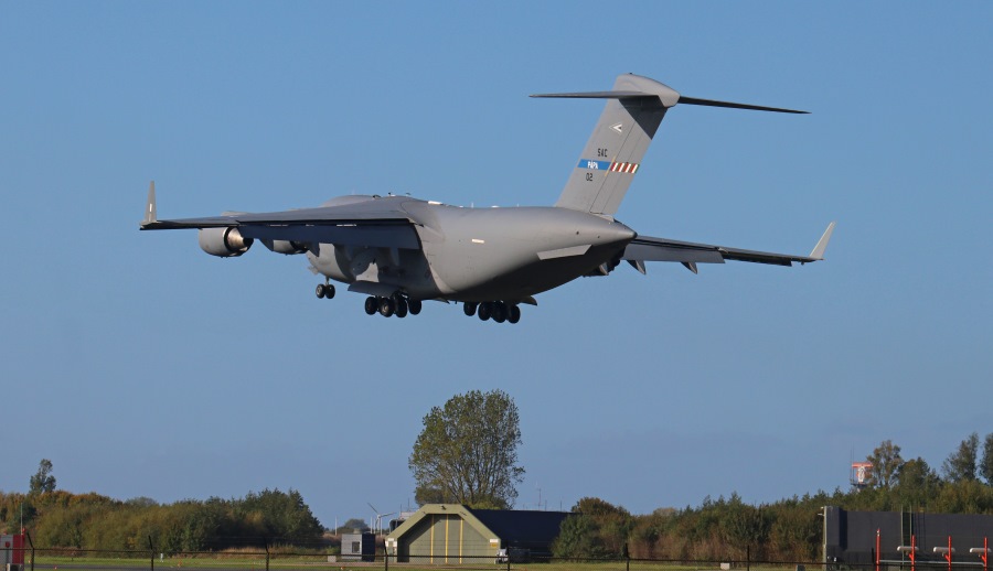Arrival USAF C17 oefening Vliegbasis Leeuwarden